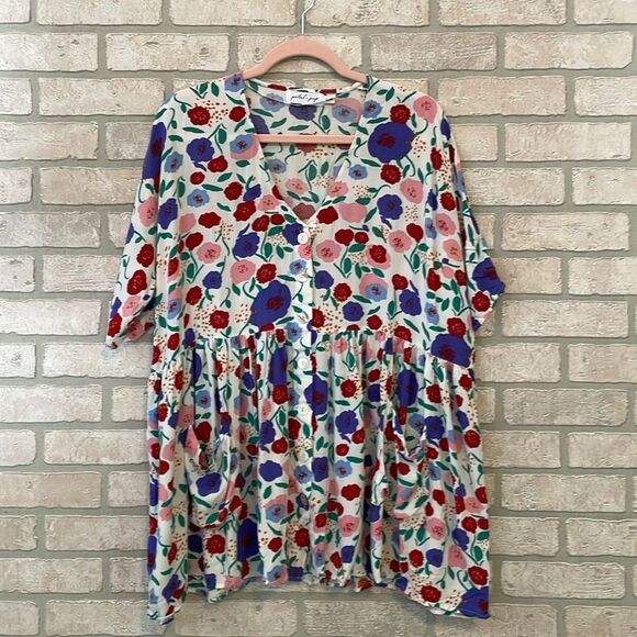 Petal & Pup Keats Floral Babydoll Mini Shirt Dress size S/M - Picture 3 of 10